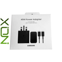 جعبهٔ کلگی شارژر سامسونگ 45 وات 3 پین اصل به‌همراه کابل USB-C